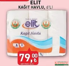 TARIM KREDİ ELİT KAĞIT HAVLU 2 KATLI 6'LI fiyat ve kampanya bilgisi